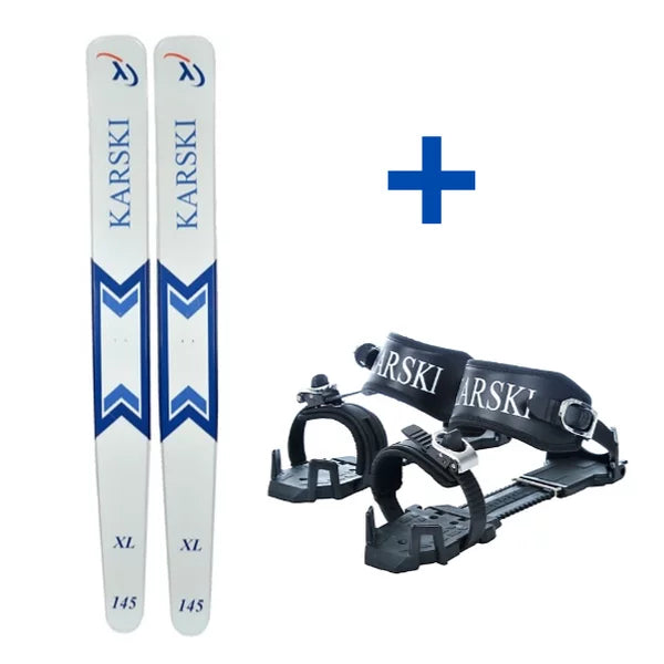 KARSKI 2.0 XL Liukulumikengät + Pivot Ski Bindings siteet ASENNETTUNA